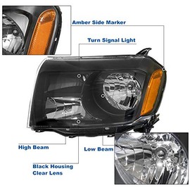 ZMAUTOPARTS Replacement Headlights Headlamps Black with 6" White LED DRL Lights For 2012-2015 Honda Pilot