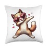 Cat Heart Shape Sunglasses Dabbing Dance Lover Throw Pillow