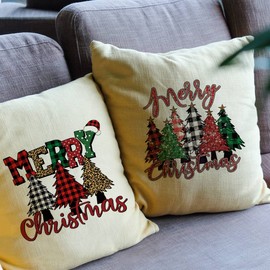 BYNYTO Christmas Heat Transfer Vinyl HTV Iron on for T-Shirts Classic Buffalo Plaid Iron Patches Black Red Green Xmas Appliques with Deer Letter Tree Elk Car Truck Leopard Design DIY Decals 6 Sheets