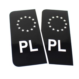 2 x Number Plate EU Field Sticker Film, Black, Car, Trailer, Caravan, Bus