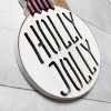 Mud Pie Holly Jolly Christmas Ornament Wood Cutout 4" Rustic