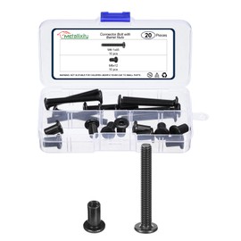 METALLIXITY Furniture Connector Bolt Cap Nut Kit(M6-1x45mm) 20Pcs, Connector Bolts M6 Screw Barrel Nuts Binding Screws, for Chair Cabinet Bed, Black