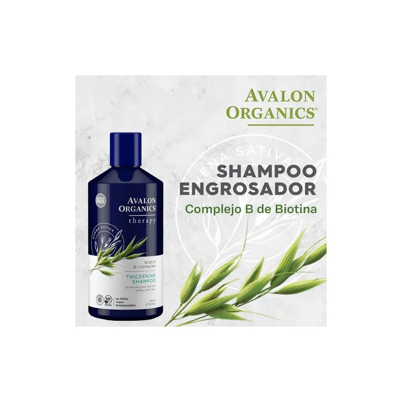 Avalon Organics Shampoo con complejo B de Biotina, 14 fl