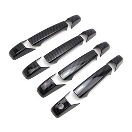 Dreamseek 12Pcs 4 Door Handle Cover Compatible with Chevy Tahoe Suburban Avalanche Silverado Yukon Sierra 2007 2008 2009 2010 2011 2012 2013 Exterior ABS Molding Protector Trim (Carbon Fiber Pattern)
