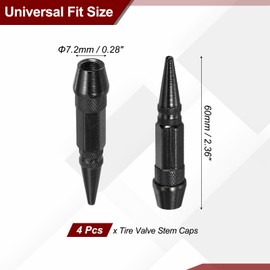 PATIKIL 4 Pcs 60mm Spiked Shape Tire Valve Stem Caps Car Wheel for Car Black