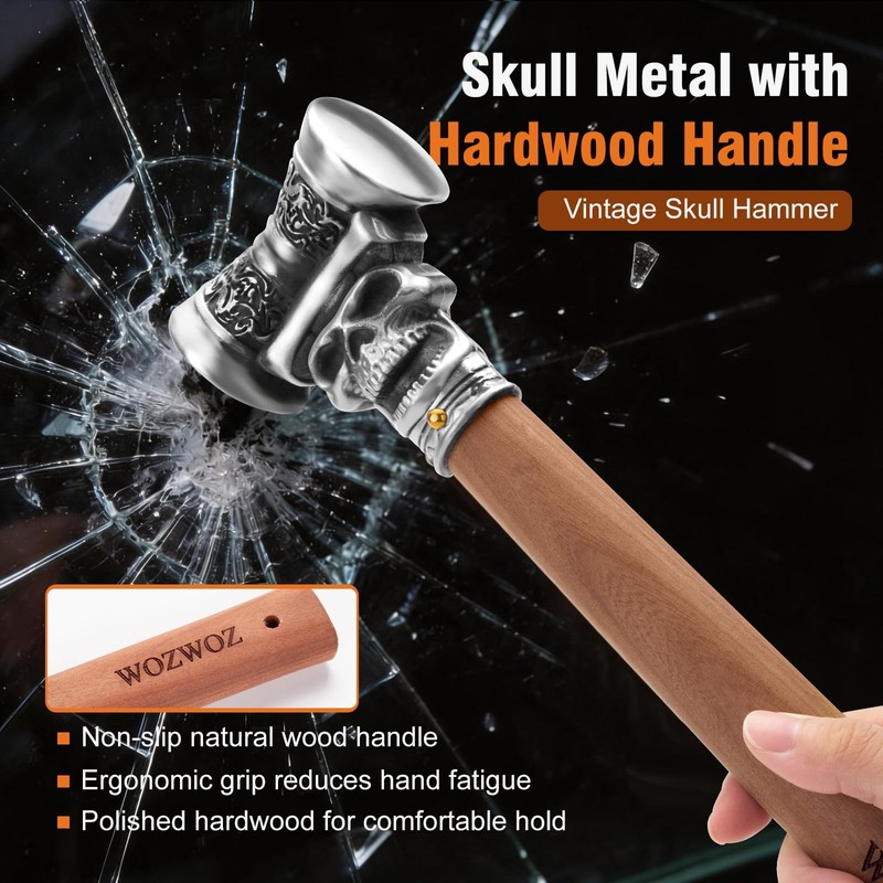 WOZWOZ Skull Fist Hammer Tool 1.87Lbs Solid Quenched Stainless Head