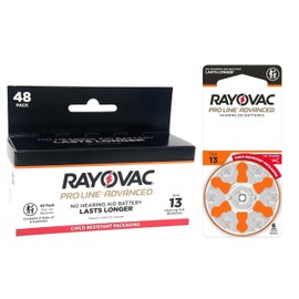 Rayovac Proline Advanced Hearing Aid Batteries | Size 13 | World's Longest Lasting Battery | Child-Resistant Packaging (48)