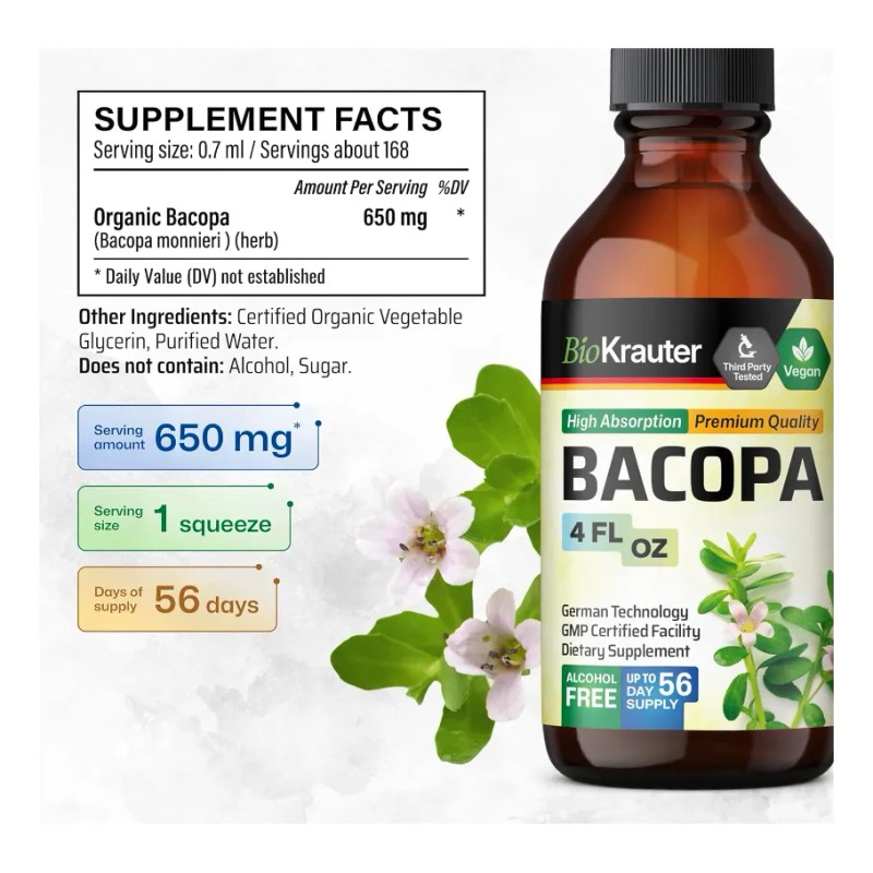 Bacopa Gotas Mejora Cognitiva Y Antiestrés 120ml Americano