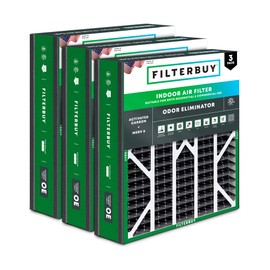 Filterbuy 20x20x5 Air Filter MERV 8 Odor Eliminator (3-Pack), Pleated HVAC AC Furnace Air Filters w/Activated Carbon for Trion Air Bear 255649-103 & More (Actual Size: 19.63 x 20.63 x 4.88 Inches)