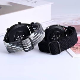 BISONSTRAP Pack of 2 Braided Nylon Bracelets, Improved Adjustable Buckle, Stretchy Loops, Watch Strap for Men and Women, Compatible with Watch Lugs of 16 mm, 18 mm, 19 mm, 20 mm, 22 mm, 24 mm, Nylon,