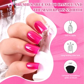 DouborQ Hot Pink Color Jelly Nail Polish Finger Air Dry Long-lasting Nail Art Varnish (14)