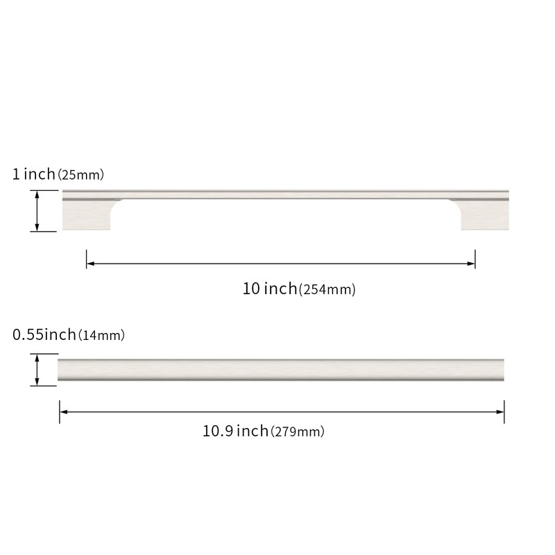 Asidrama 10 Pack 10 Inch(254mm) Brushed Satin Nickel Kitchen Cabinet
