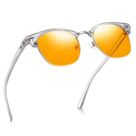 AOMASTE Blue Light Blocking Glasses Vintage Half Frame UV Clear Lens Anti Eyestrain Computer Gaming Glasses for Women Men(P53)