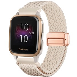CUNUJIX Magnetic Braided Watch Bands Compatible with Garmin Venu Sq/Venu Sq 2, Loop Stretchy Nylon Elastic Fabric Strap for Garmin Venu Sq Music/Venu Sq 2 Music Women Men