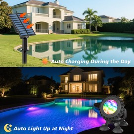 T-SUN Solar Pond Lights, 3-in-1 RGB Solar Underwater Pond Lights, IP68 Waterproof Sustainable Submersible Light for for Pond, Garden, Patio, Fountain, Pool, Waterfall Decoration