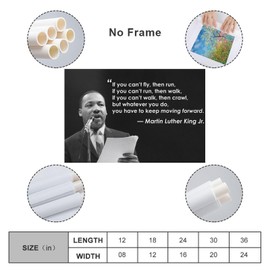 Martin Luther King Poster MLK Poster History Posters for Classroom Black History Month Posters Inspiration Quote Afro American Unframe-style 16x24inch(40x60cm)