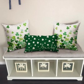 DFXSZ St Patricks Day Pillow Covers 16x16 Happy St Patricks Day Lucky Clovers Decor for Throw Pillows Covers St Patricks Day Pillow Covers Decor Couch Living Room 73B