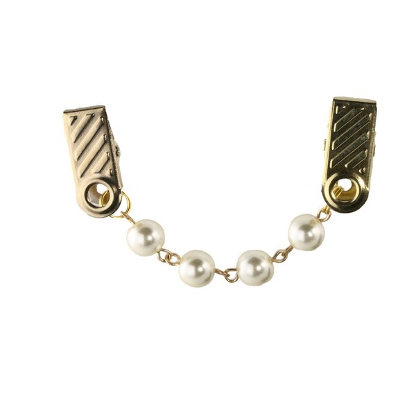 Hey Viv! Pearl Sweater Guard with 1" Gold Clip (Gold