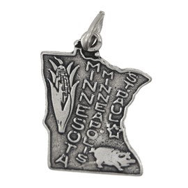 LGU Sterling Silver Minnesota State Map Charm