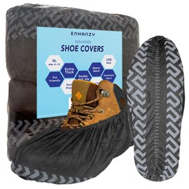 Enhanzy Extra Thick Shoe Covers Disposable Non Slip XL 100 Pack(50 Pairs) Eco-Friendly Boot Covers Large Size Disposable Shoe Covers for Indoors Reusable & Durable Fits Most Men/Women Shoes & Booties