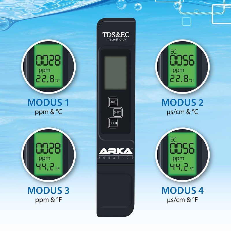 MICROBE-LIFT ARKA myAQUA TDS/EC Meter 3-in-1 - Reliably Measures TDS,