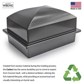 Crowne Vault Urn Vault for Underground Burial | Holds Adult Human Ashes and Cremation Urns for Cemetery and Ground Burials | Made in The USA (Coronet, Carbon with Nameplate)