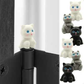 Cat Hinge Heads Decorative Topper Set of 6 - Cute Kittens with Blue Eyes Hinge Topper Magnets - Animals Hinge Caps for Door Decoration