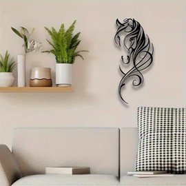QWERTYUI Metall Pferd Wandkunst Skulptur,Minimalistische Line Art Pferde Wanddekoration,Bauernhaus Wanddekor Pferdeskulpturen Für Schlafzimmer Dekor Heimdekoration Badezimmer Heimdekoration