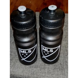 Boelter Brands (2) MLS Squeeze Water Bottles 24oz Black Major League Soccer BPA Free NEW