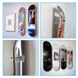 YHNTGB 2 Pack Skateboard Wall Mount Display Hanger Suitable for Safely Store and Show Your Skis Scooters longboards and More Transparent