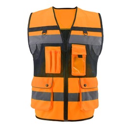 OPLERAI Chaleco de seguridad reflectante de alta visibilidad, Naranja, Large