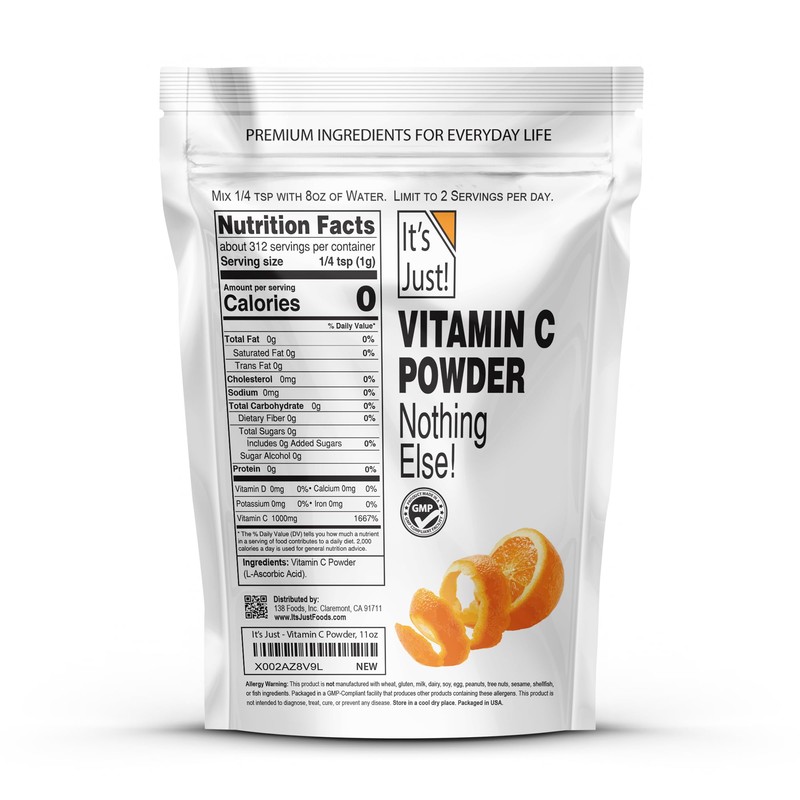 It's Just! - Vitamin C Powder, 100% Pure L-Ascorbic Acid,