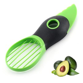 3 in 1 Avocado Cutter Slicer, Multifunctional Avocado Peeler with Non-Slip Handle, Stainless Steel Pitter and Slicer Tool, Kitchen Gadget for Avocado, Mango, Kiwi, Peach Fruits