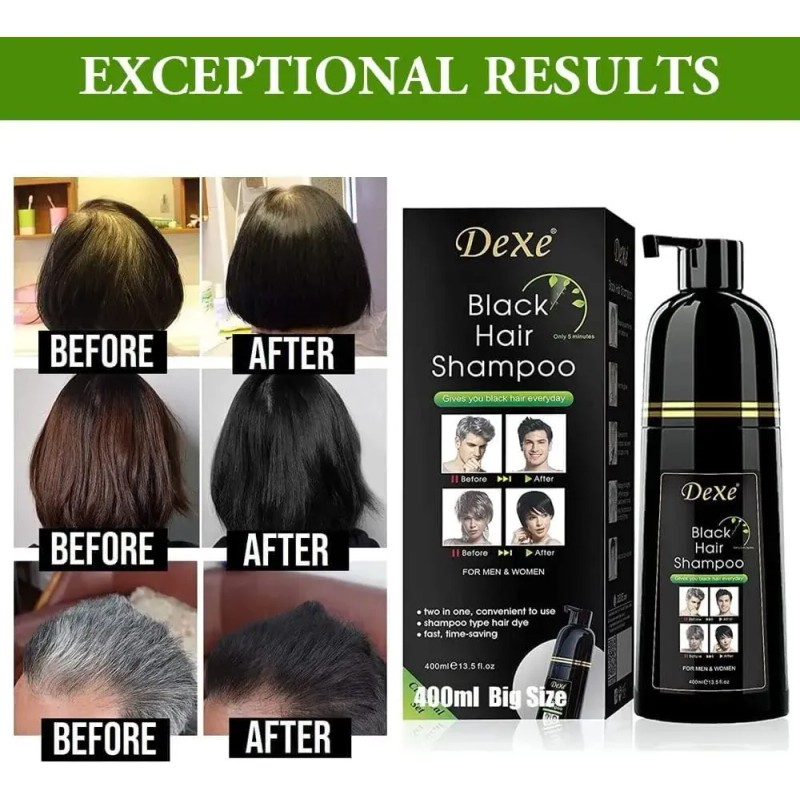 Shampoo Tinte Cubre Canas Dexe 400 Color Negro