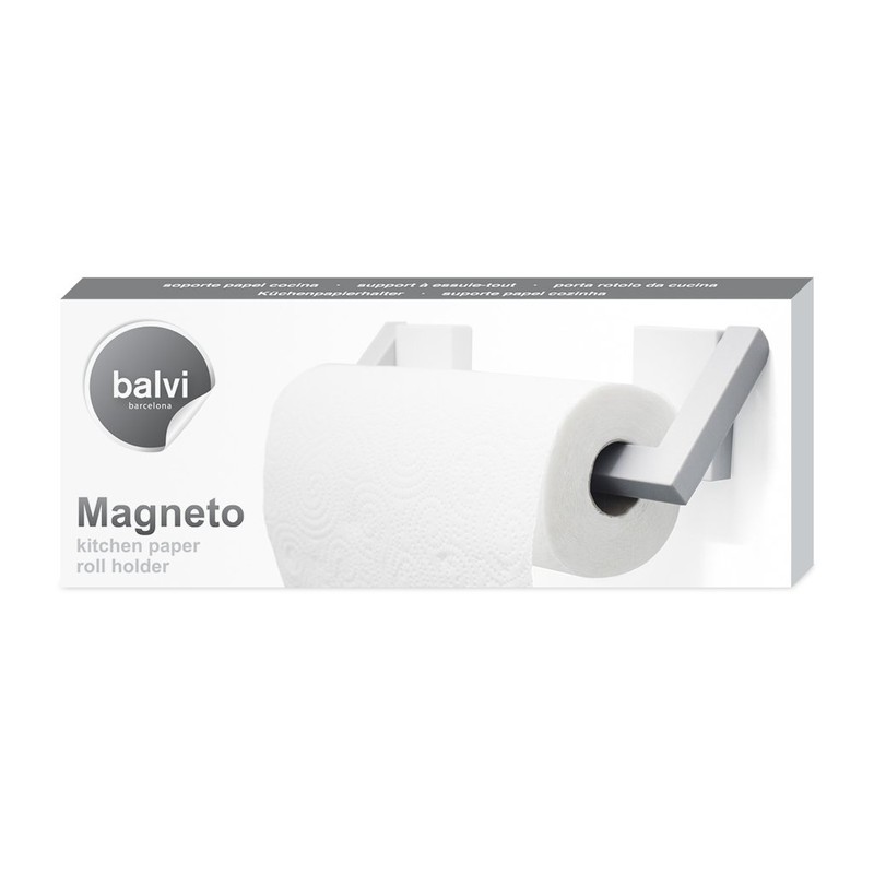 balvi Magneto Kitchen Roll Holder White / Grey Colour Magnetic