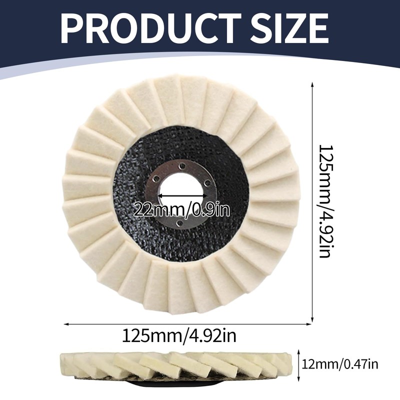 125mm Wool Polishing Wheel, 5 Pcs Wool Buffing Pads Wheels
