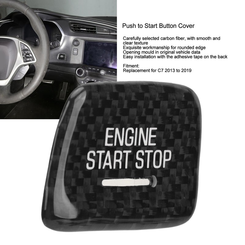 Engine Push to Start Button Cover Carbon Fiber Start Switch