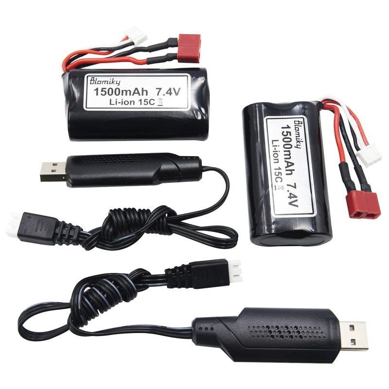 Blomiky 2 Pack 7.4V 1500mAh 15C Li-ion Rechargeable Battery with
