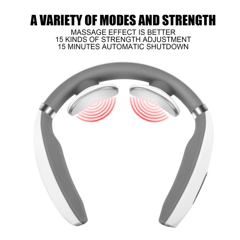 Smart Neck Massager Intelligent Electric Pulse Vertebra Cervical Massager RelaxerWhite
