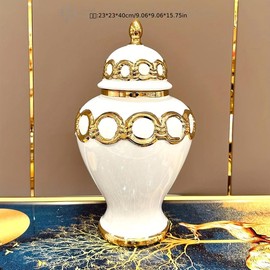 New 1pc Luxurious Cylinder Ceramic Vase - Electroplated Contemporary Decorative Flower Vase for Aesthetic Room Decor Home Decor Accent with Modern Style Ornaments - Color: 979 General Can - Medium