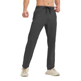 Idtswch 38 Inseam Mens Tall Sweatpants Open Bottom Joggers Casual Loose Fit Athletic Yoga Pants with Pockets Black Gray