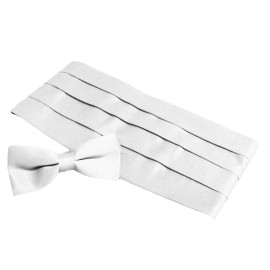 Broadway Tuxmakers Solid Color Adult Bow Tie & Cummerbund Set - White