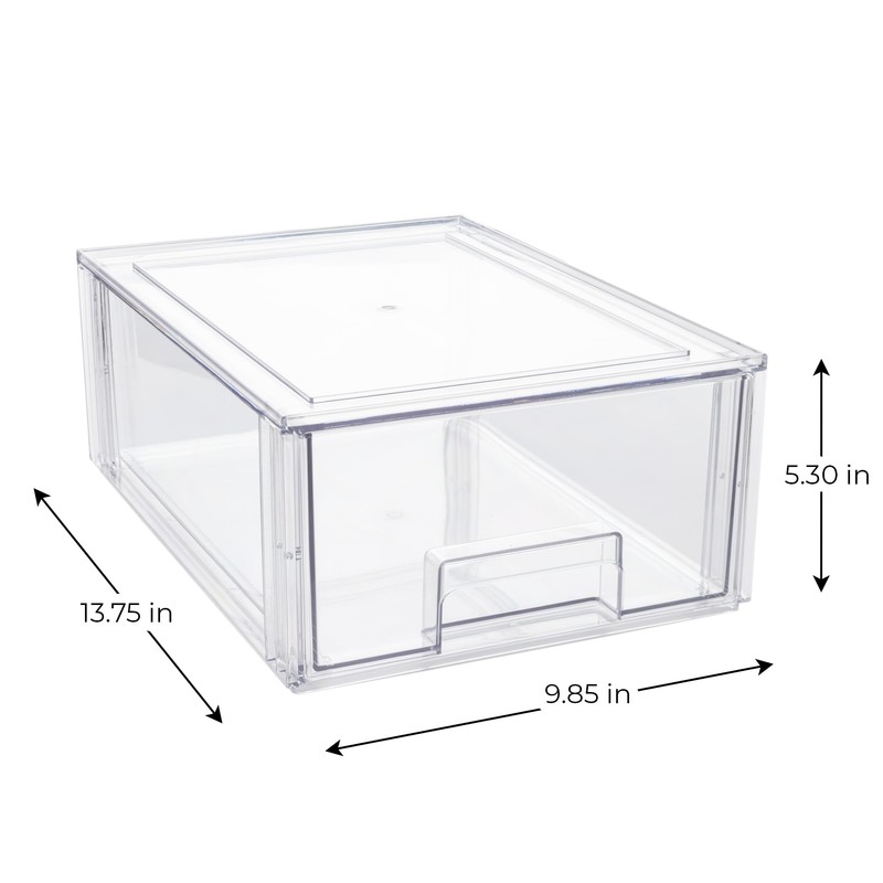 Smart Design Pull-Out Stackable Storage Bin- Large - 13.75" D