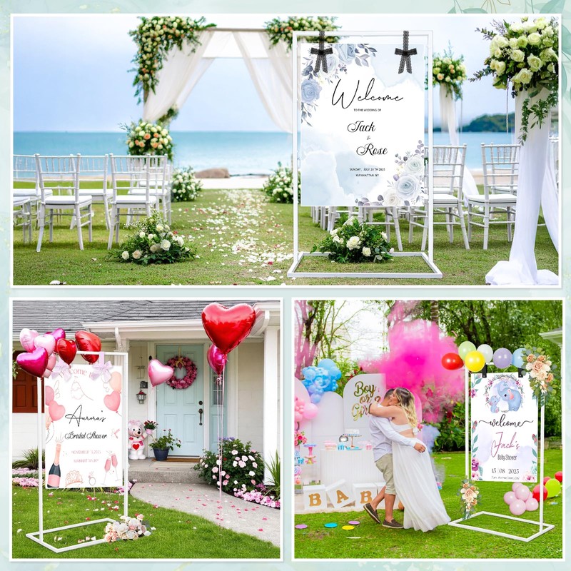 OurWarm White Wedding Welcome Sign Holders Stand, Adjustable Welcome to