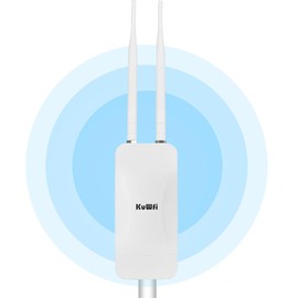 KuWFi Outdoor WiFi Extender, Dual Band 2.4GHz+5GHz IP65 Weatherproof, Outdoor Wireless Access Point with PoE Powered, Long Range WiFi Extender Support Cloud Service,AP Mode,Wall Plug/Pole Mounting