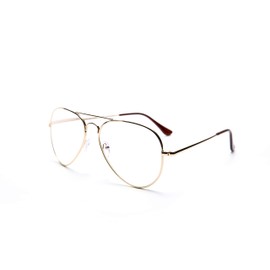 EYE ZOOM 2 Pack Blue Light Blocking Readers Aviator Style Anti Blue Ray and UV Reading glasses, Gold, 2.00