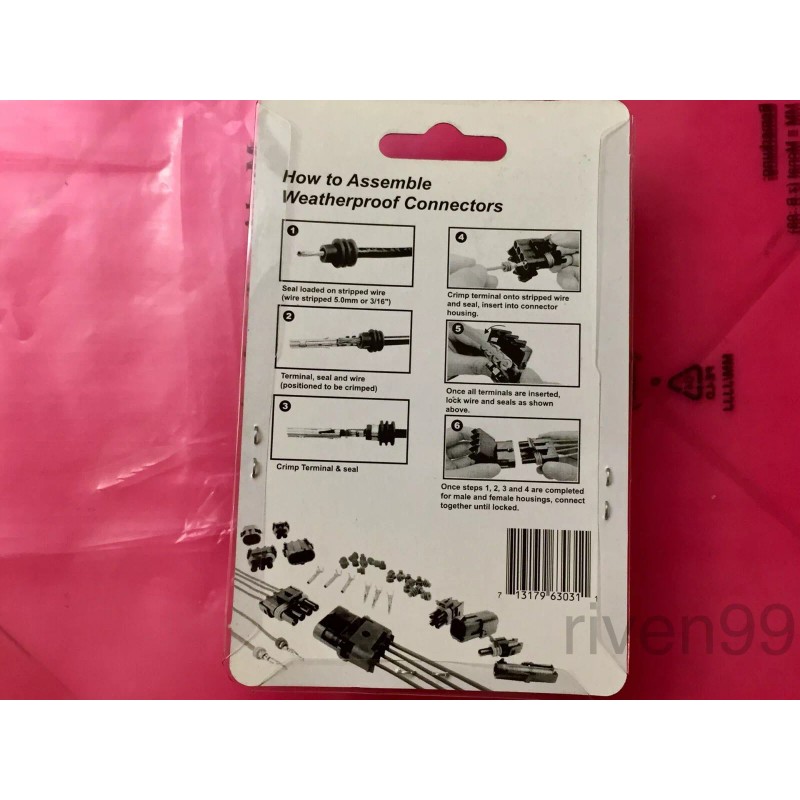 Multicomp 12AWG Waterproof Weather Pack 1C 1-Pin Crimp Sealed Connector,