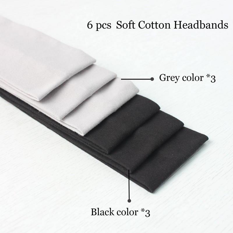 6Pcs Headbands for Women Non Slip Elastic Stretchy Cotton Head