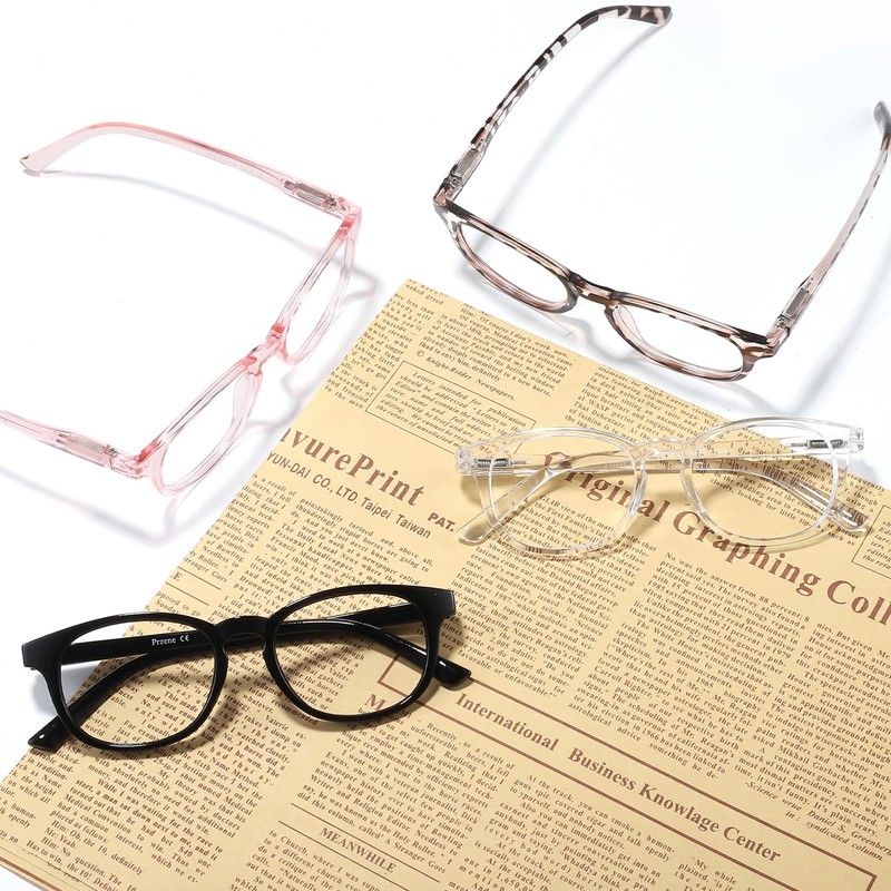 Przene Reading Glasses for Women Men Oval Blue Light Blocking