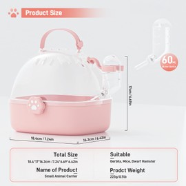 BUCATSTATE Hamster Carrier, Outing Cage, Carrying Bag, Breeding Cage, Travel, Hospital, Moving, Cleaning, Small Animals, Going Out, Pink